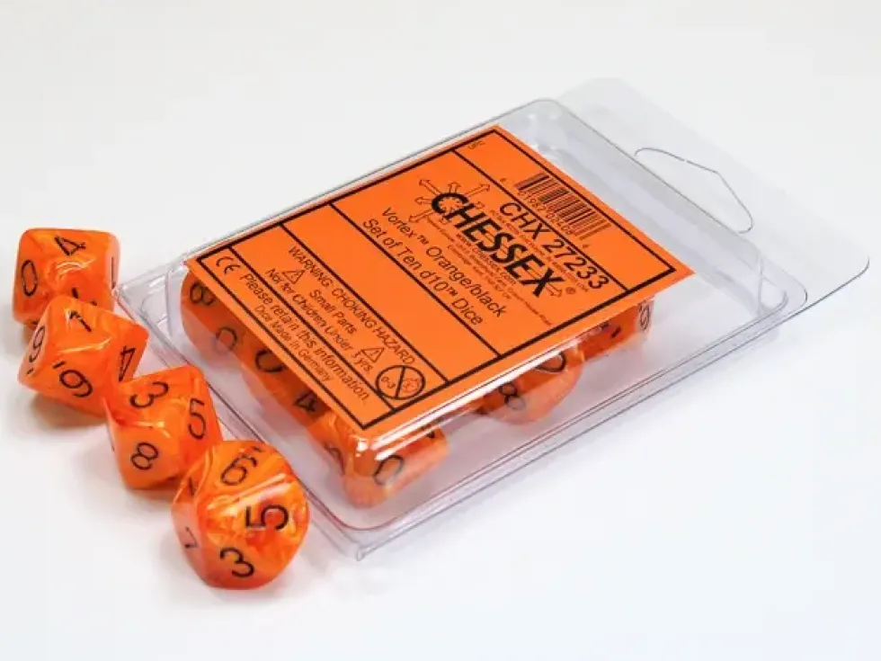 Vortex - Orange/Black - d10, 10 st