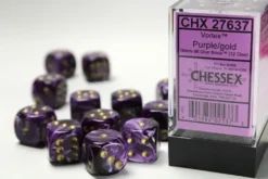 Vortex - Purple/Gold - d6, 12 st (16 mm, prickar)
