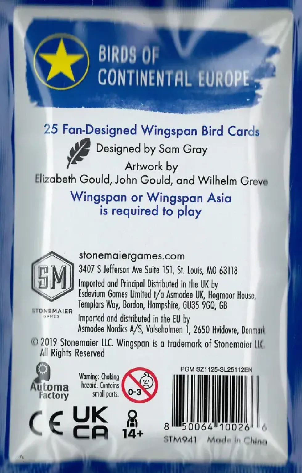 Wingspan: Fan-Designed Bird Cards - Birds of Continental Europe (ENG) (Exp.)