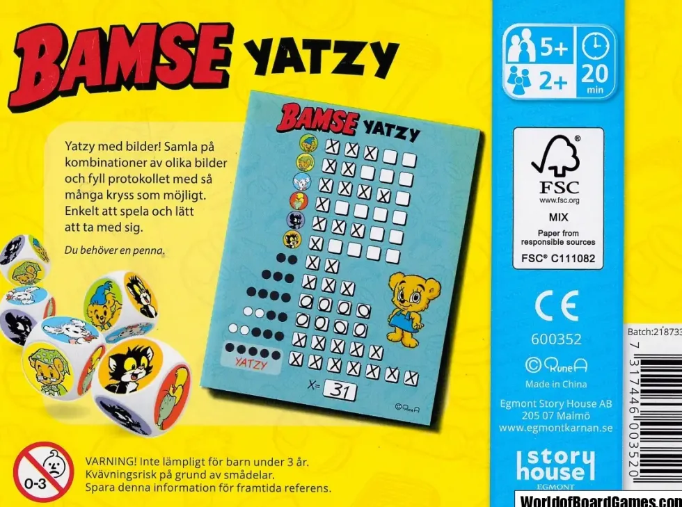 Yatzy: Bamse (Kärnan)