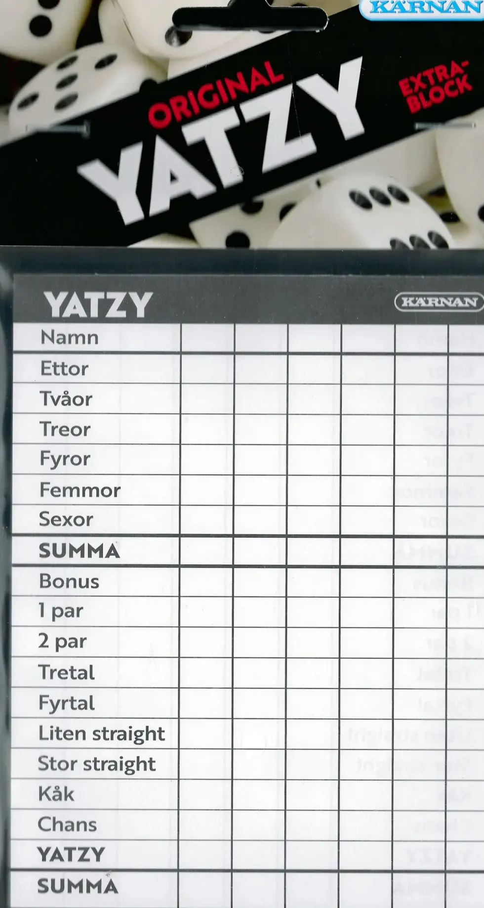 Yatzy: Extrablock (Kärnan)